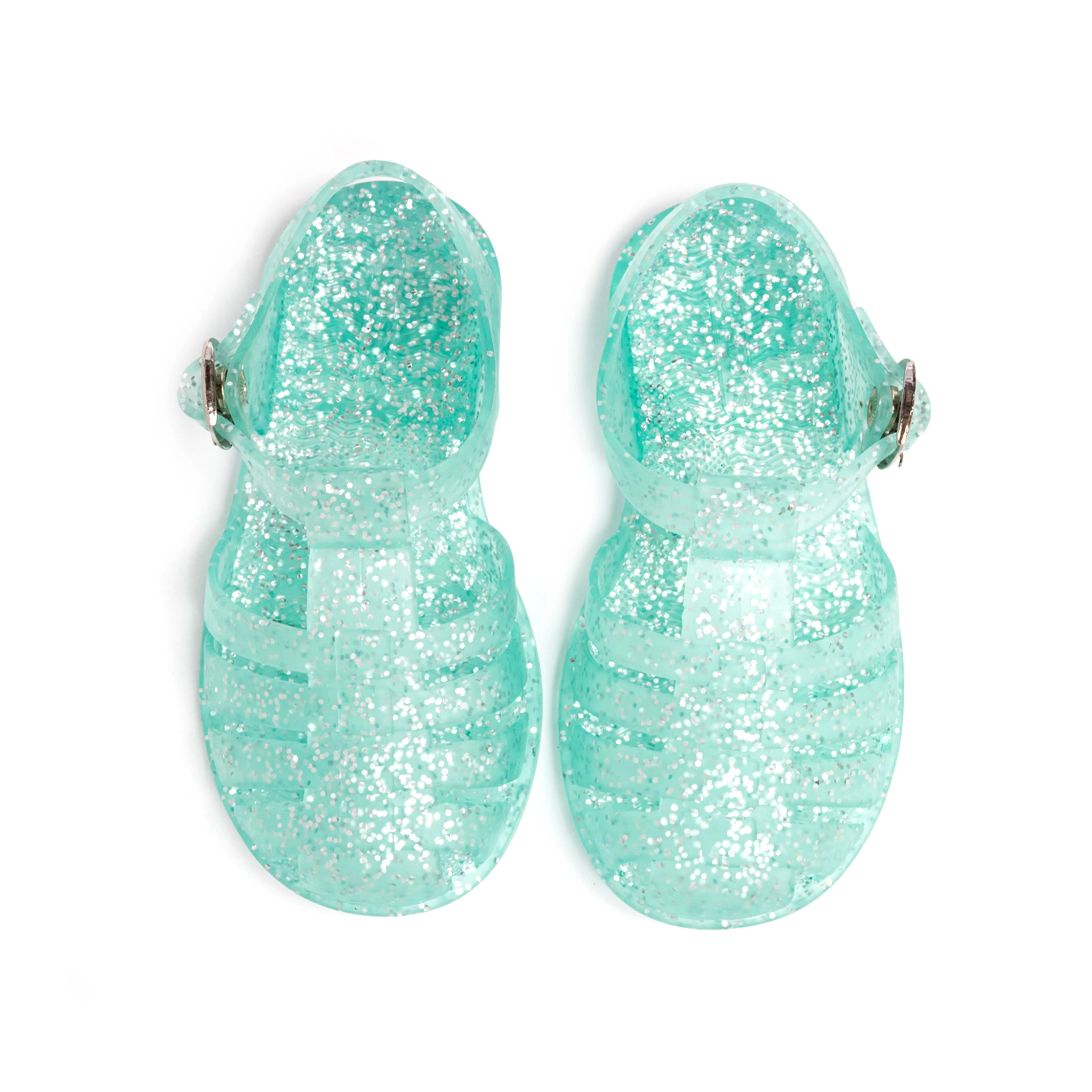 Aqua Glitter Jelly Sandals
