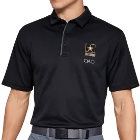 Army Star Dad Under Armour Tech Polo (Black)