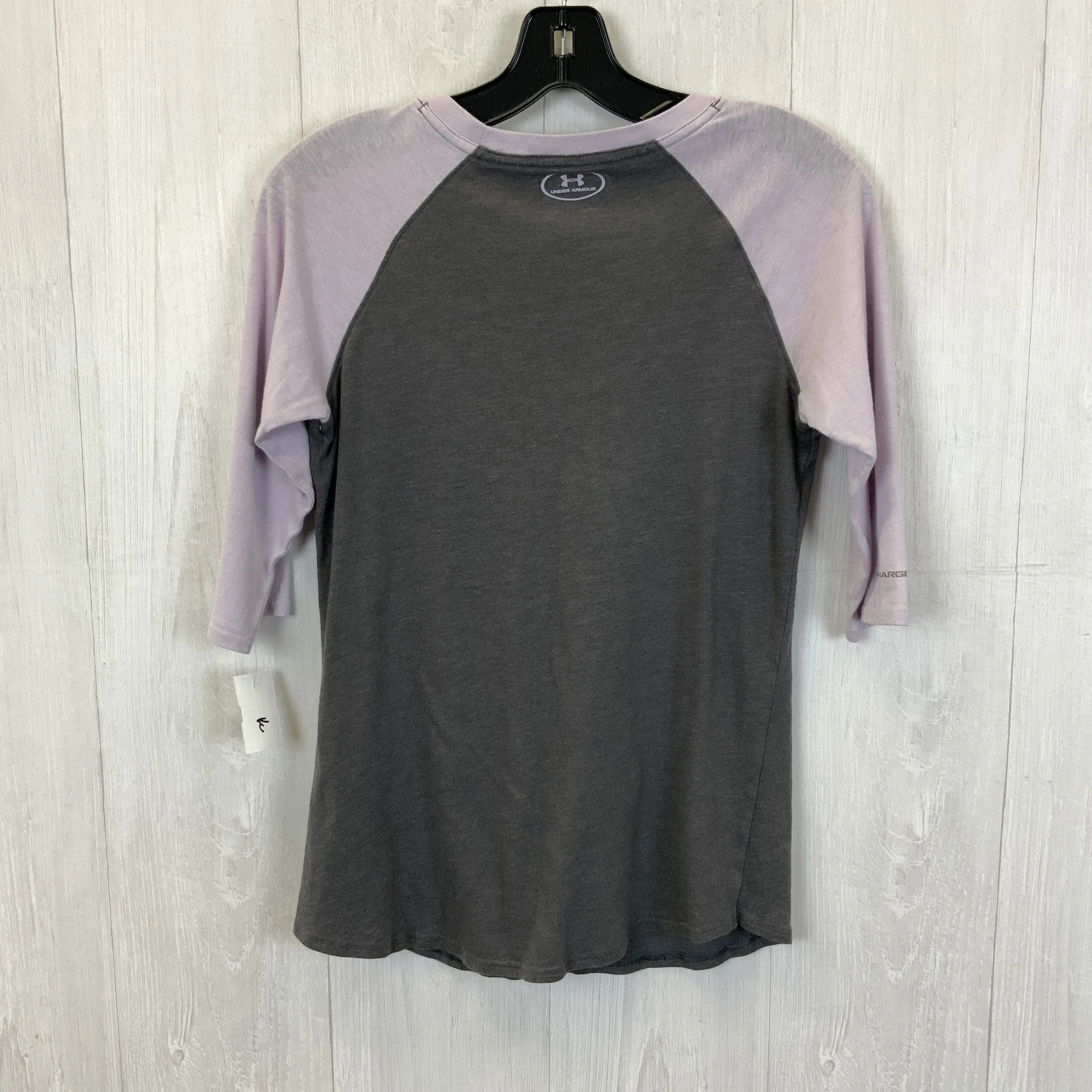 Athletic Top Short Sleeve By Under Armour In Grey & Purple, Size: S