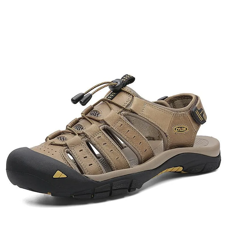 Brand Classic Mens Sandals Summer Genuine Leather Sandals Men Outdoor Casual Lightweight Sandal