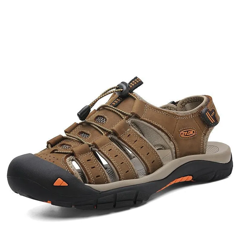 Brand Classic Mens Sandals Summer Genuine Leather Sandals Men Outdoor Casual Lightweight Sandal