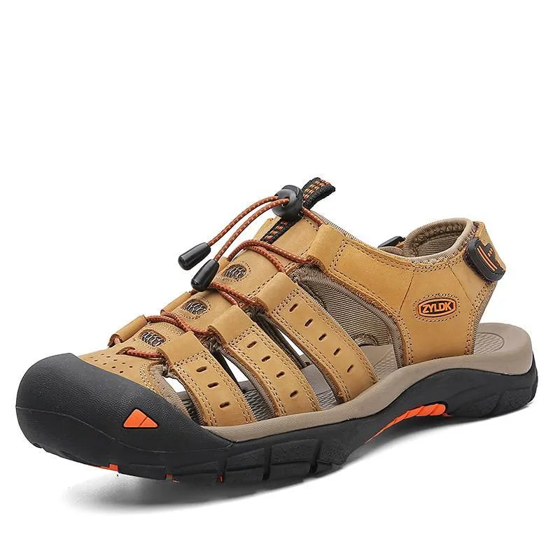 Brand Classic Mens Sandals Summer Genuine Leather Sandals Men Outdoor Casual Lightweight Sandal