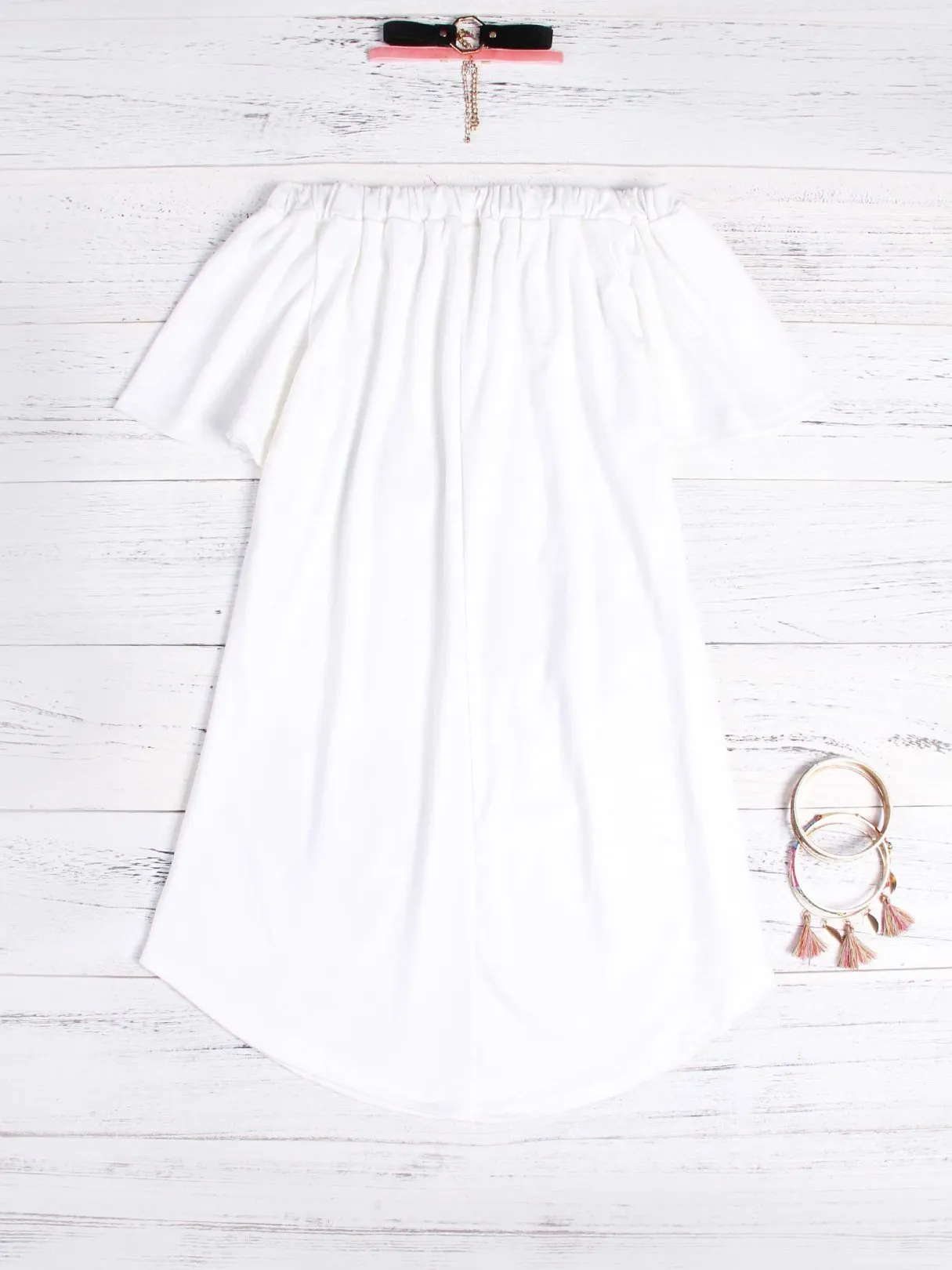 Embroidered Off The Shoulder Mini Dress