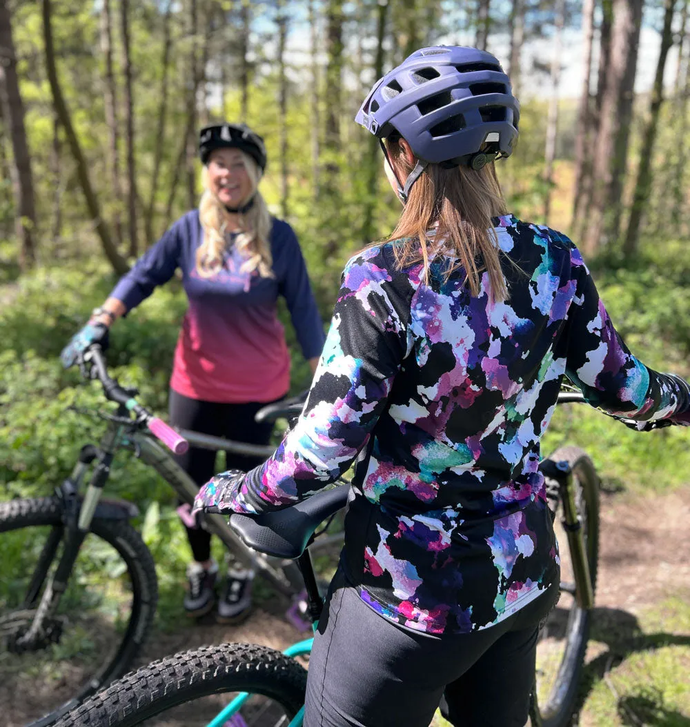 Ladies MTB Jersey - Colourful Print Long Sleeve