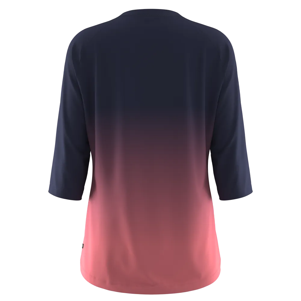 Ladies MTB Jersey -  Ombre Print 3/4 Sleeve in Coral