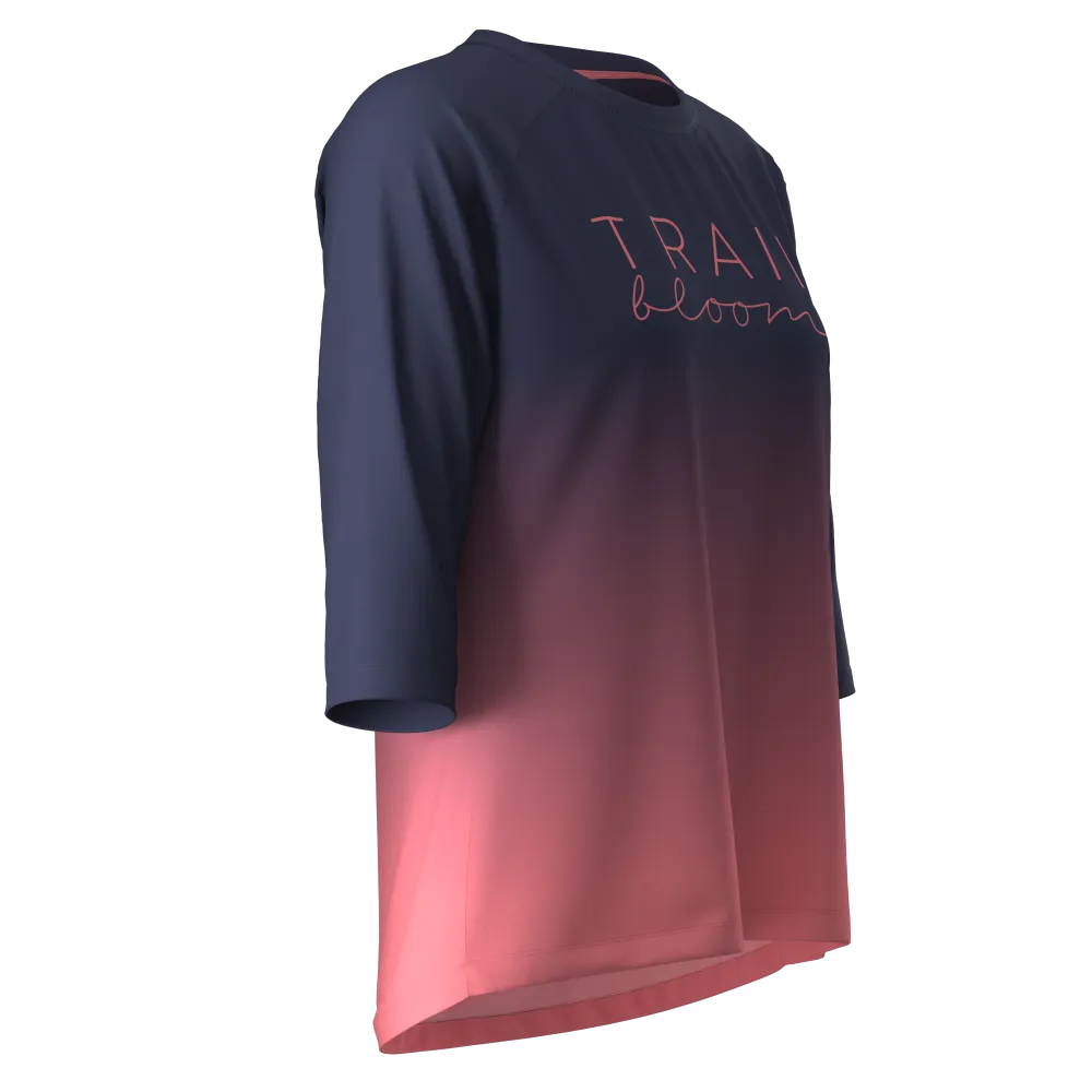 Ladies MTB Jersey -  Ombre Print 3/4 Sleeve in Coral