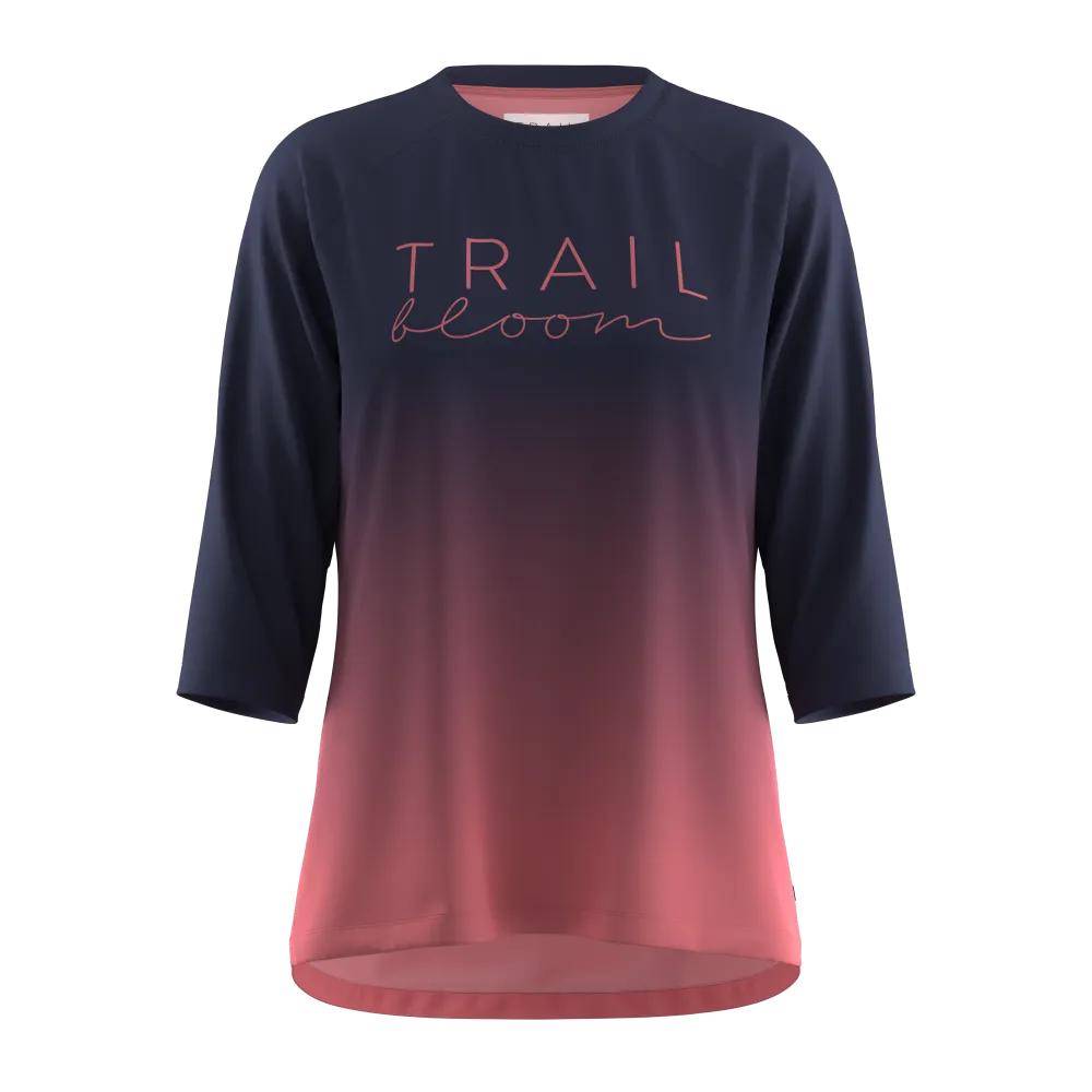 Ladies MTB Jersey -  Ombre Print 3/4 Sleeve in Coral