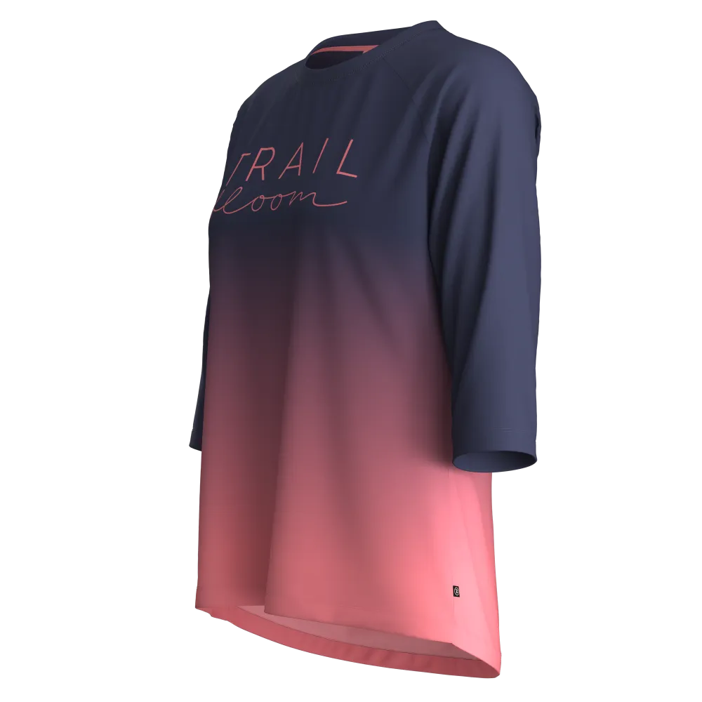 Ladies MTB Jersey -  Ombre Print 3/4 Sleeve in Coral