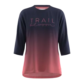 Ladies MTB Jersey -  Ombre Print 3/4 Sleeve in Coral