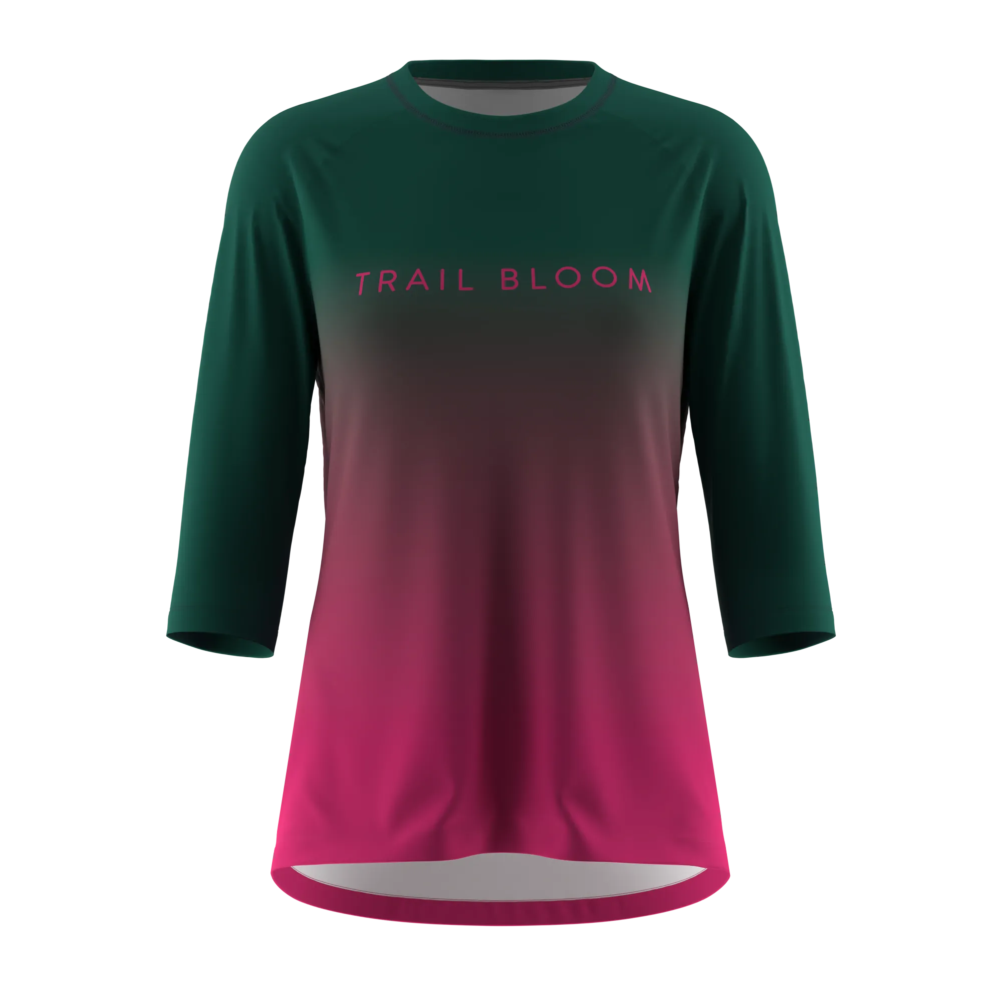 Ladies MTB Jersey -  Ombre Print 3/4 Sleeve in Green & Pink - PRE-ORDER