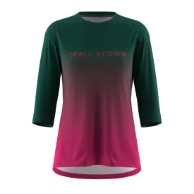 Ladies MTB Jersey -  Ombre Print 3/4 Sleeve in Green & Pink - PRE-ORDER