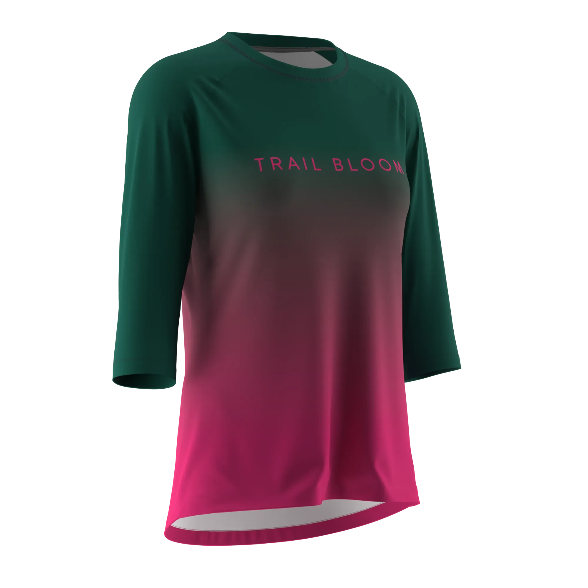 Ladies MTB Jersey -  Ombre Print 3/4 Sleeve in Green & Pink - PRE-ORDER