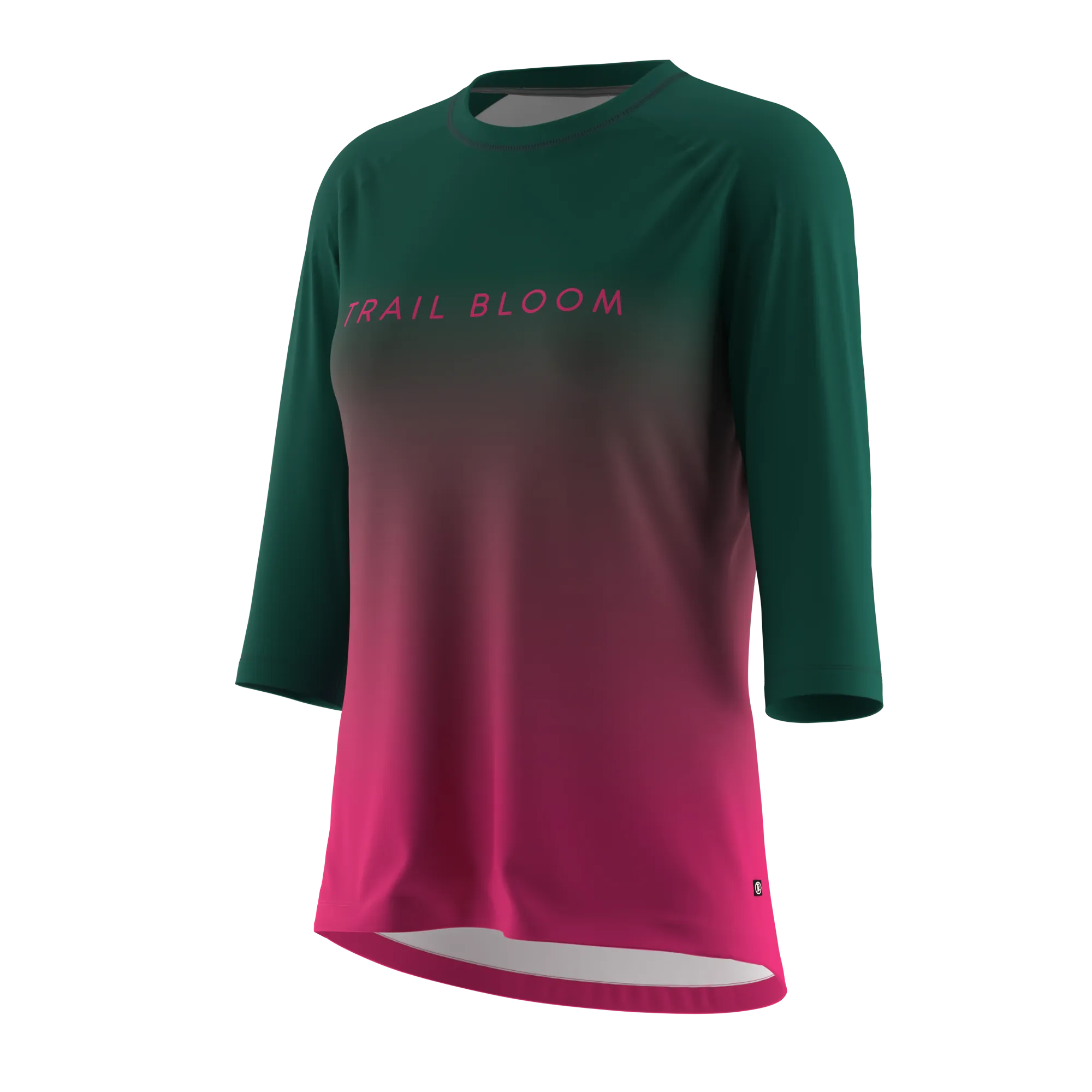 Ladies MTB Jersey -  Ombre Print 3/4 Sleeve in Green & Pink - PRE-ORDER