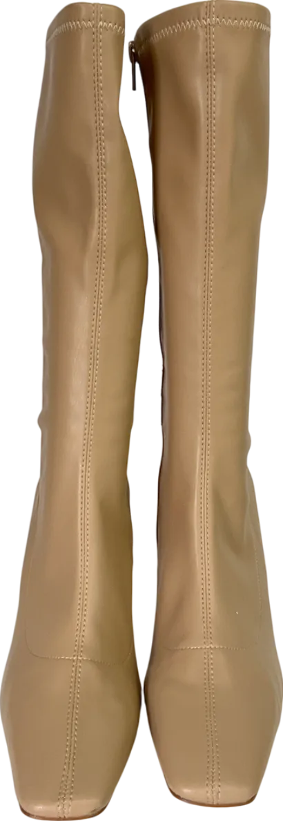 NA-KD Beige Slim Long Toe Boots UK 7 EU 40 👠