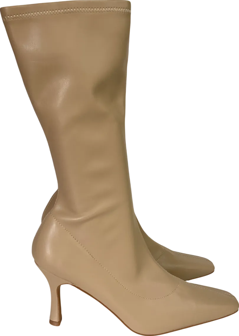 NA-KD Beige Slim Long Toe Boots UK 7 EU 40 👠