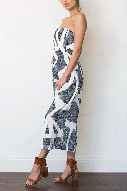 Off Shoulder Random Print Jumpsuit