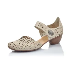 Rieker 43753-60 Ladies Beige Perforated Leather Shoes