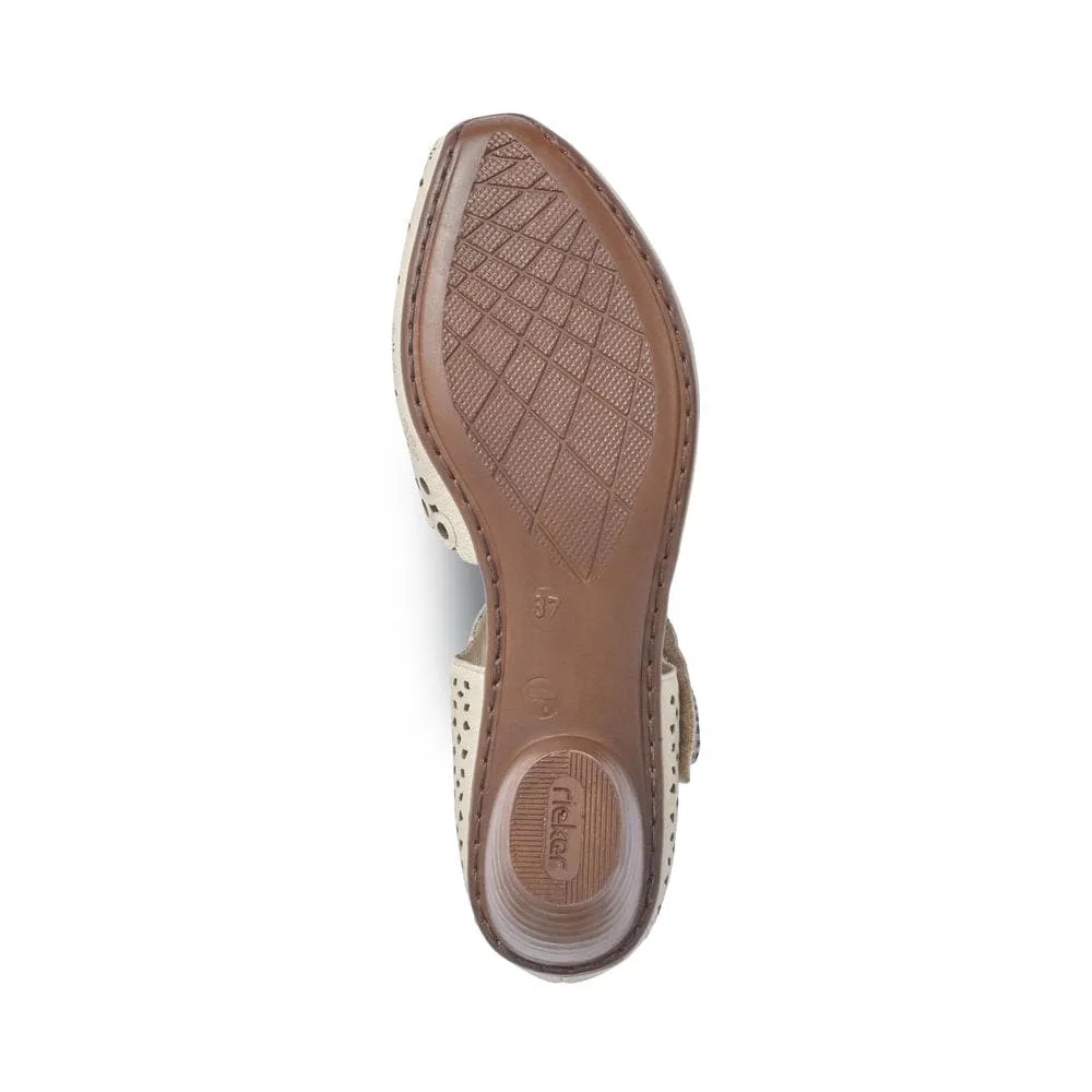 Rieker 43753-60 Ladies Beige Perforated Leather Shoes