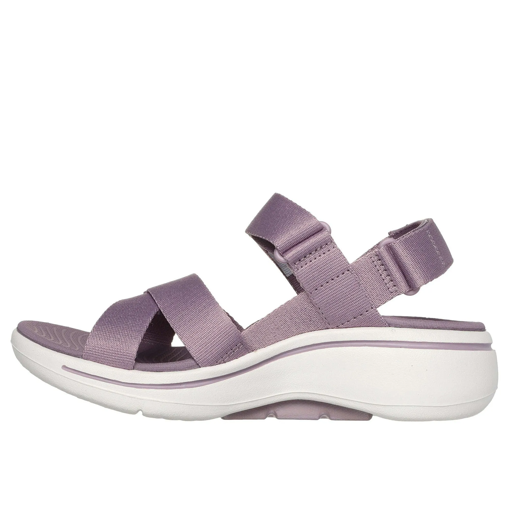 Skechers 140808 Go Walk Arch Fit Sandal - Attra Ladies Lavender Textile Water Resistant Vegan Arch Support Thong Sandals